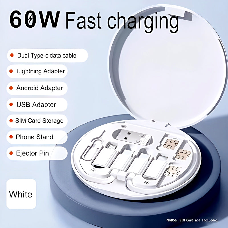 60W Multifunctional Fast Charging Data Cable Set β Portable 5-in-1 Charging Solution