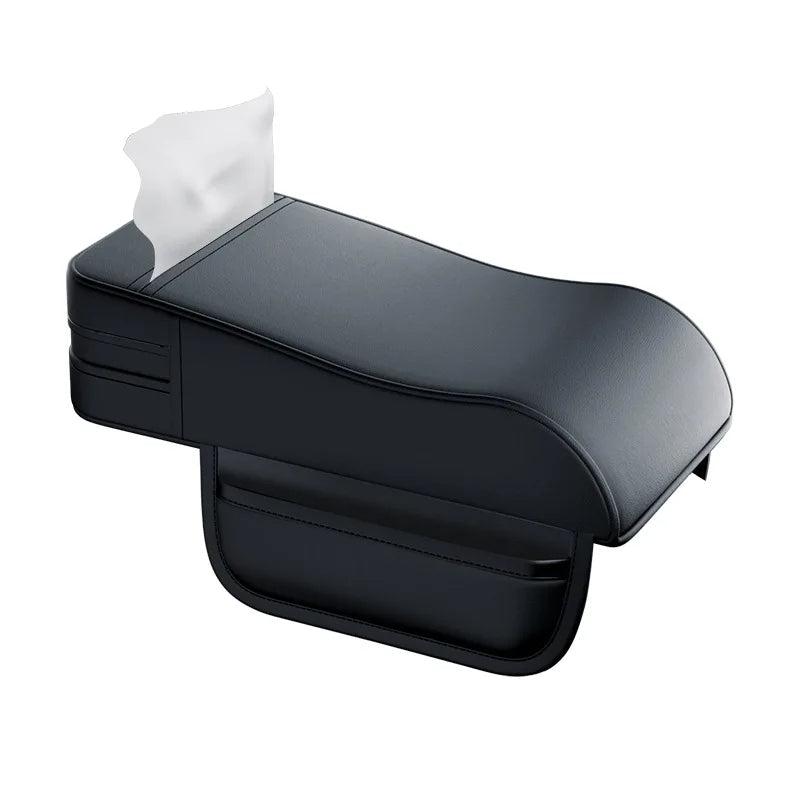 Luxury Universal Car Armrest with Built-in Tissue Holder – 💯Premium Leather Quality