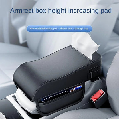 Luxury Universal Car Armrest with Built-in Tissue Holder – 💯Premium Leather Quality