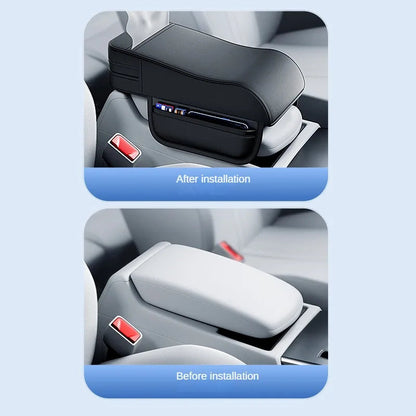Luxury Universal Car Armrest with Built-in Tissue Holder – 💯Premium Leather Quality